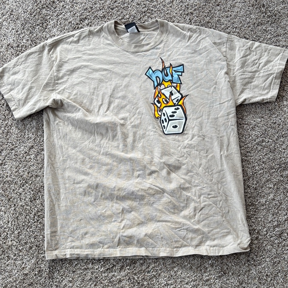 NWOT Men’s XXL HUF Heavy Cotton Tan Puff Print Boxy Fit Graphic T Shirt